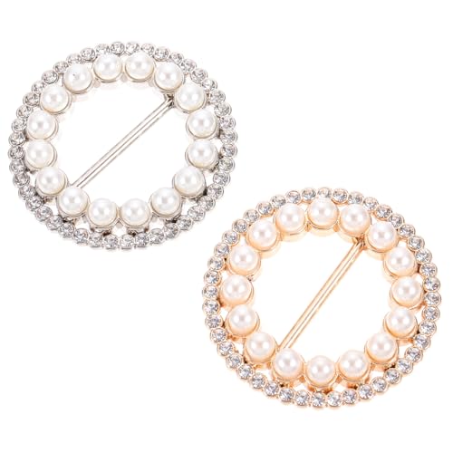 LIOOBO 2 Stück Teiliges T Shirt Clips mit Perlen und Strass Knotenschnallen für Kleidung und Seidenschals Vielseitig Einsetzbare Ringschnallen für Hüfte und Hemden von LIOOBO