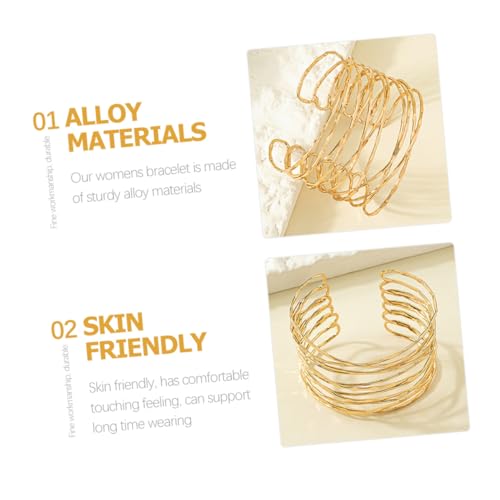 LIOOBO 2 Stück Verstellbare Offene Arm Manschette Hohles Oberarm Armband aus Metall Modischer Armreif für Damen Einstellbar und Eleganter Schmuck für Alltag und Party von LIOOBO
