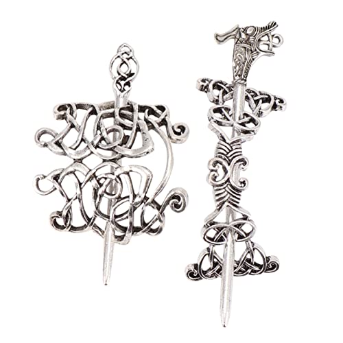 LIOOBO 2 Stück Vintage Haarnadeln Legierung Ethnischer Haarschmuck für Frauen Antike Haarspangen Silber Dekorative Haaraccessoires für Verschiedene Anlässe von LIOOBO