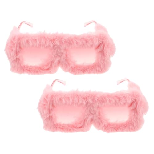 LIOOBO 2 Stück Weiche Partybrille mit Modischem Plüschrahmen für Festivals und Feiertage Uv Schutz und Klarer Sicht von LIOOBO
