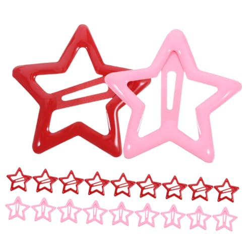 LIOOBO 20 Stück Teiliges Stern Haarspangen Metall Haarklammern für Mädchen Damen Rutschfest Bunte Clips Rot Kreative Styling hilfe für Alltag und Besondere Anlässe von LIOOBO