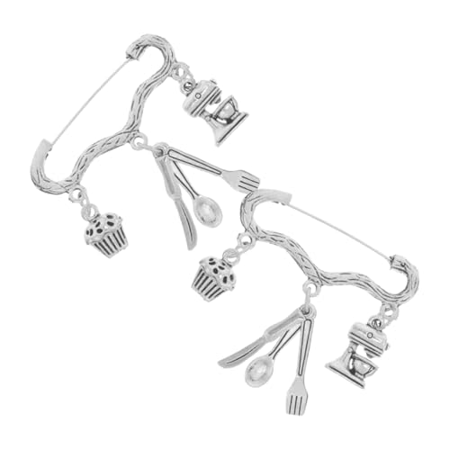 LIOOBO 2Stücke Bäckerbroschen Zinklegierung Dekorative Anstecknadeln für Vielseitig Tragbar Kleidungsaccessoire oder Küchen Dekoration von LIOOBO