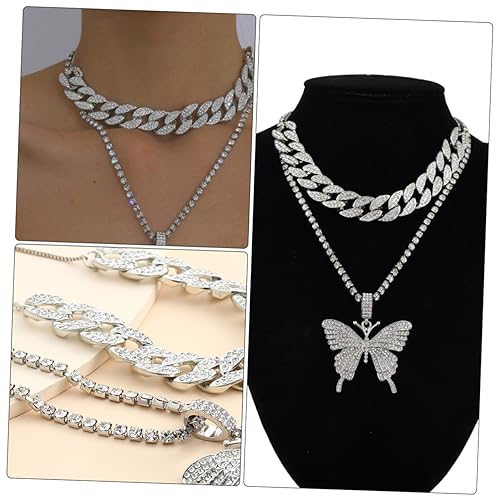LIOOBO 2stücke Strass Halskette Im Retro-stil Für Frauen Damen Mädchen Aus Hochwertigem Material Mit Dekorativem Anhänger Für Modeschmuck Und Besondere Anlässe von LIOOBO