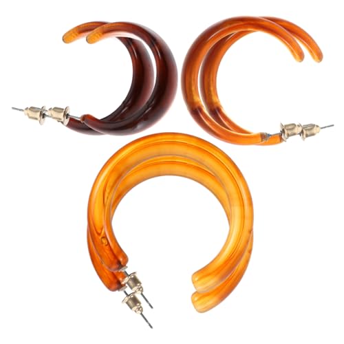 LIOOBO 3 Paare Damen Creolen Ohrschmuck Filigrane Geometrische C förmige Charm Ohrringe Leichter Modeschmuck für Alltag Party und Komfortabel und Vielseitig Tragbar von LIOOBO