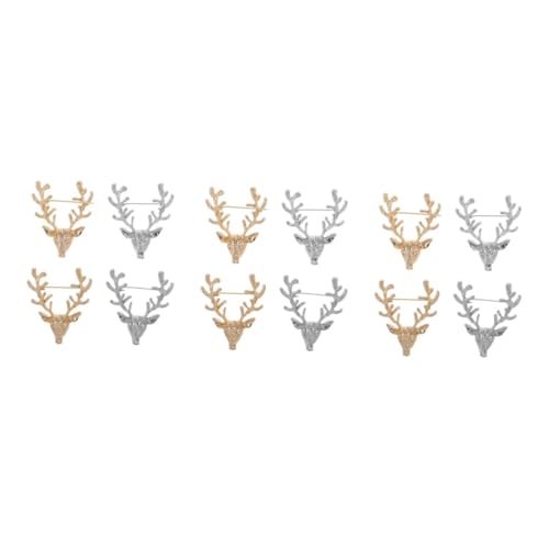 LIOOBO 3 Sätze Geweih Broschen Metall Dekorative Anstecknadeln Für Schal Anzug Hut Schmucknadel Für Frauen Für Weihnachten Und Besondere Anlässe 4 Stück * 3 von LIOOBO