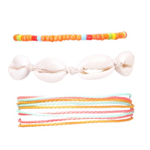 LIOOBO 3 Stück Boho Fußkettchen Damen Bunte Perlen Fußbänder Leicht Robust Sommerlich Modisch Strand Schmuck Geschenk von LIOOBO