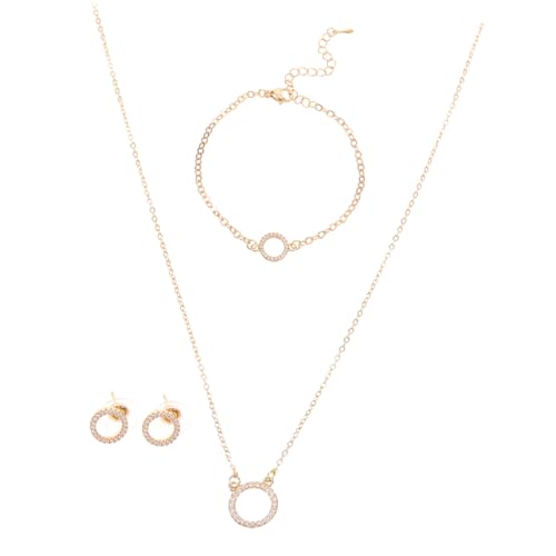 LIOOBO 3 Stück Schmuckset Damen Rundes Anhänger Halskette Ohrringe Armband Eleganter Modeschmuck für Hochzeit Braut Party LIOOBO 3 Stück Schmuckset Damen Rundes Anhänger Halskette Ohrringe Armband Eleganter Modeschmuck für Hochzeit Braut Party von LIOOBO