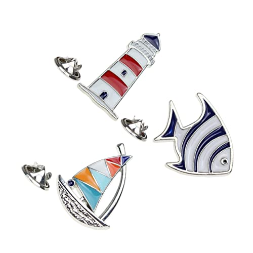 LIOOBO 3 Stück Stil Broschen Tropischer Fisch Segelboot Leuchtturm Anstecknadeln Schmuck Damen Party Schmuck Brosche Pin für Kleidung Tasche Accessoire von LIOOBO
