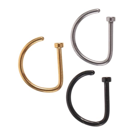LIOOBO 3 Stück Teiliges D Förmige Nasenringe aus Offener Nasenstecker Hoop Piercingfreier Nasenclip Langlebiger Nasenschmuck für Damen und Herren Komfortabel und Robust von LIOOBO
