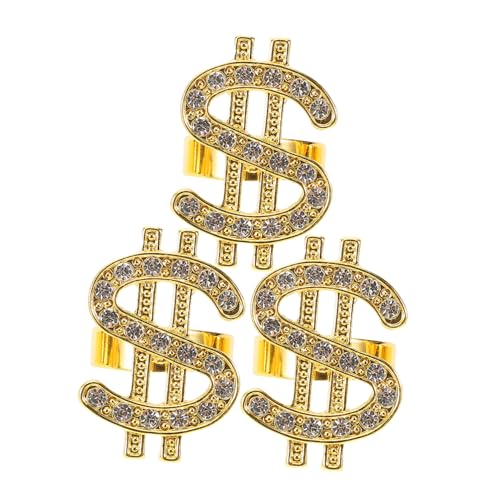 LIOOBO 3 Stücke Maskerade Ringe Aus Metall Dekorative Geldringe Für Kostümparty Rapper Kostümzubehör Glänzende Accessoires Für Fasching Und Karneval von LIOOBO