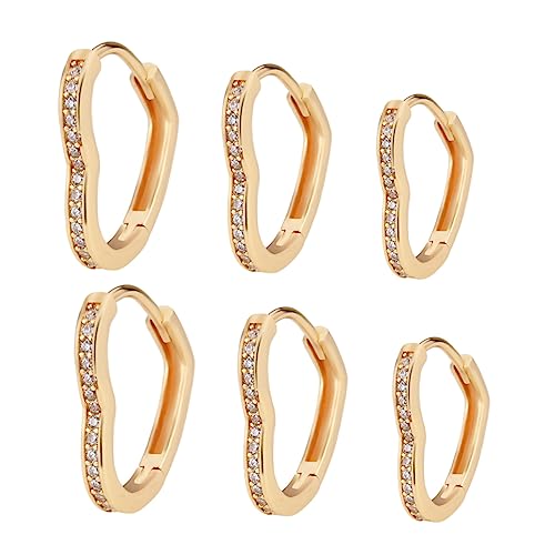LIOOBO 3Paare Stilvolle Herzohrringe für Damen Ohrstecker für Partys Hochzeiten an Freundinnen von LIOOBO
