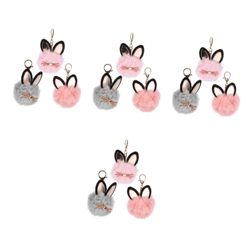LIOOBO 4 Sätze Katzen Faux Fell Ball Schlüsselanhänger Niedliche Taschen Und Rucksack Dekoration Für Mädchen Und Beige Langlebig Und Für Schlüssel Und Handtaschen 3 Stück * 4 von LIOOBO