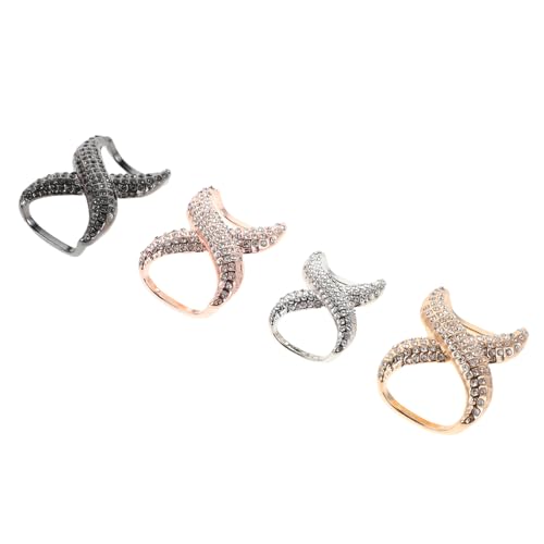 LIOOBO 4 Stück Funkelnde Strass Bow Clips für Frauen Schalringe für Abendpartys und Täglichen Gebrauch Stilvolle Accessoires für Outfit von LIOOBO