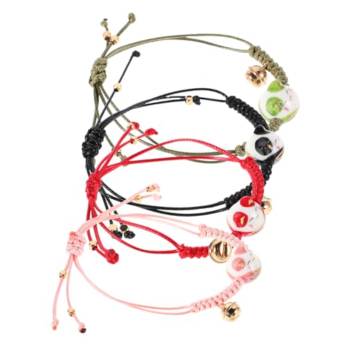 LIOOBO 4stücke Katzen Armband Handgefertigt Gewebtes Seilarmband Mit Katzenanhänger Aus Keramik Geflochtenes Armband Für Teenager Mädchen Traditionelles Verstellbares Süße von LIOOBO