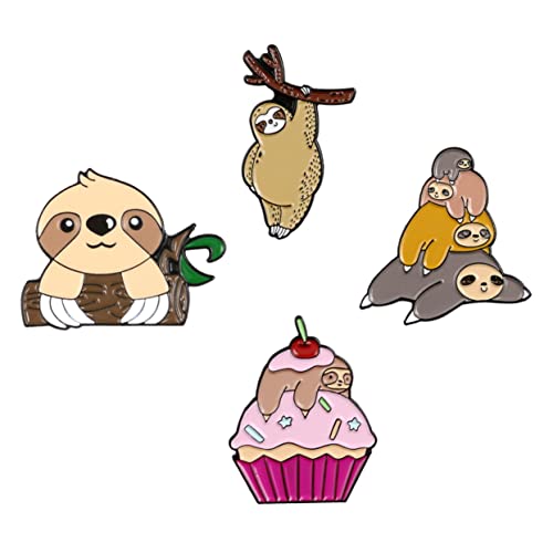 LIOOBO 4stücke Faultier Broschen Stilvolle Legierung Brustnadel Für Kleidung Taschen Schals Hüte von LIOOBO