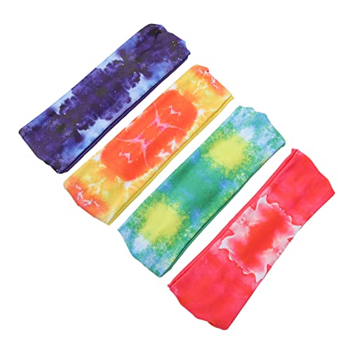 LIOOBO 4 Stück Teiliges Elastisches Sport Stirnband für Damen und Herren Yoga Fitness Laufen Outdoor Aktivitäten Feuchtigkeitsabsorbierendes und Schweißableitendes Haarband Grün Blau von LIOOBO