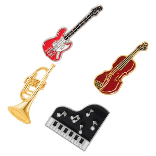 LIOOBO 4stücke Gitarrenbrosche Musikinstrumentenbrosche Kleidungsbrosche Kreativabzeichen Brosche Für Gitarre Musikinstrumente Tragen Als Schmuck Für Schals Hüte von LIOOBO