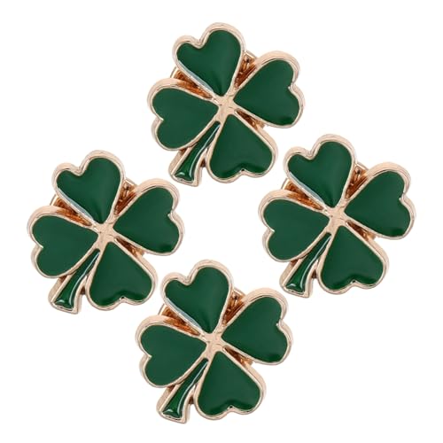 LIOOBO 4 Stück Vintage Emaille Kleeblatt Broschen Damen Anstecknadeln Shamrock Motiv Fadenschutz Modisches Schmuckaccessoire für St Patricks Day und Alltag von LIOOBO