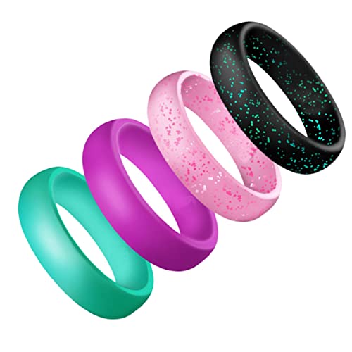 LIOOBO 4stücke Silikon Sportringe Glitzer Für Damen Training Flexible Fingerringe in Verschiedenen Farben Für Schwimmen Radfahren von LIOOBO