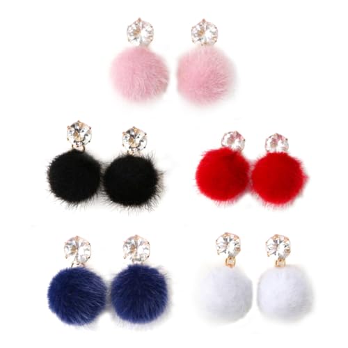 LIOOBO 5paare Damenohrringe Flauschig Mit Pompom Haarballohrringe Zirkonohrringe Ohrschmuck Für Weibliche Ohrringe Schmuckgeschenk LIOOBO 5paare Damenohrringe Flauschig Mit Pompom Haarballohrringe Zirkonohrringe Ohrschmuck Für Weibliche Ohrringe Schmuckgeschenk von LIOOBO