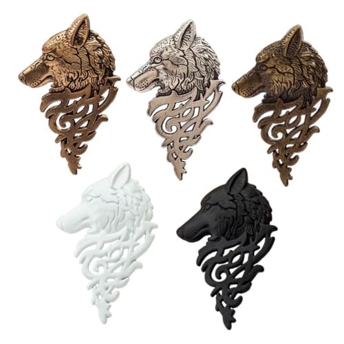 LIOOBO 5 Stück Wolf Brosche Kreatives Design Vintage Anstecker für Männer Retro Brustnadel als Modisches Accessoire für Partys und Besondere Anlässe Farblich Variabel Zufällige Farbe von LIOOBO