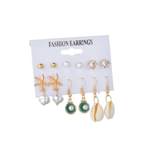 LIOOBO 6 Paare Strand Stil Ohrringe Set Muschel und Ohrhänger mit Perlen und Strass Modischer Ohrschmuck für Frauen für Täglichen Gebrauch und Besondere Anlässe LIOOBO 6 Paare Strand Stil Ohrringe Set Muschel und Ohrhänger mit Perlen und Strass Modischer Ohrschmuck für Frauen für Täglichen Gebrauch und Besondere Anlässe von LIOOBO