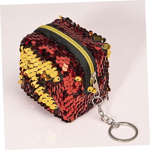 LIOOBO 6 Stück Mini Geldbörsen Damen Pailletten Münzbeutel Quadratisch Kleingeld Tasche Robust Waschbar Vielseitig für Münzen Schlüssel in Rot Grün Schwarz von LIOOBO
