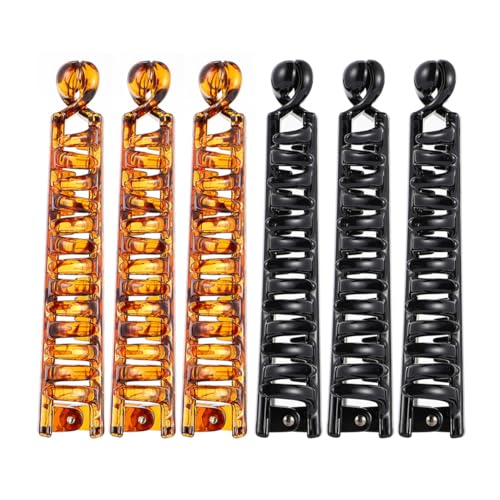LIOOBO 6 Stück Teiliges Bananen Haarclips und Fischschwanz Haarkämme aus langlebigem Kunststoff modisch und rutschfest für Pferdeschwanz und vielseitige Frisuren bei Damen und Mädchen in von LIOOBO