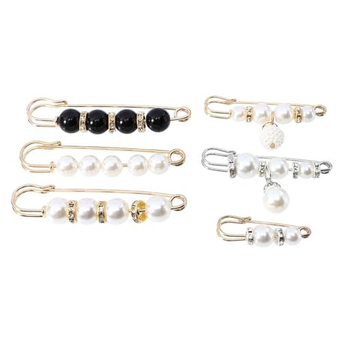 LIOOBO 6 Stück Teiliges Perlenbroschen Clip für Kleidung Verstellbarer Bundhalter Metallverschluss für Schals Pullover und Röcke Accessoire zur Taillierung von LIOOBO