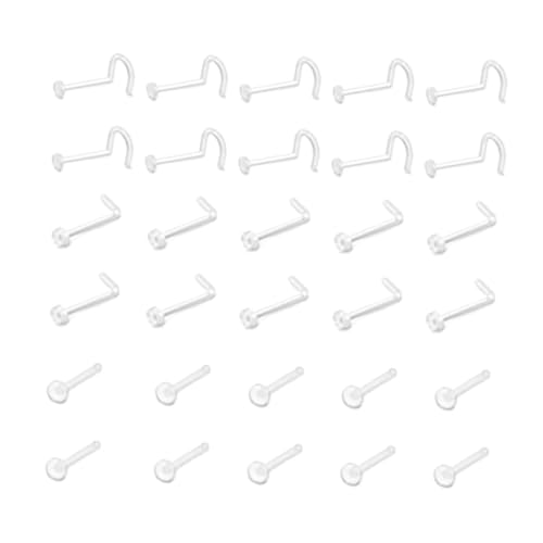 LIOOBO 60 Stück Medizinische Unsichtbare Nasenringe S Förmig Gebogen Gerade Transparente Nasenpiercings für Männer und Frauen Langlebig und Vielseitig von LIOOBO