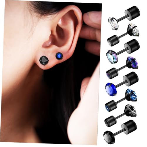 LIOOBO 8 Paare Ohrstecker mit Strass Damen Herren Ohrschmuck Langlebige Rostfreie Ohrstecker für Alltag Party und Festlichkeiten von LIOOBO