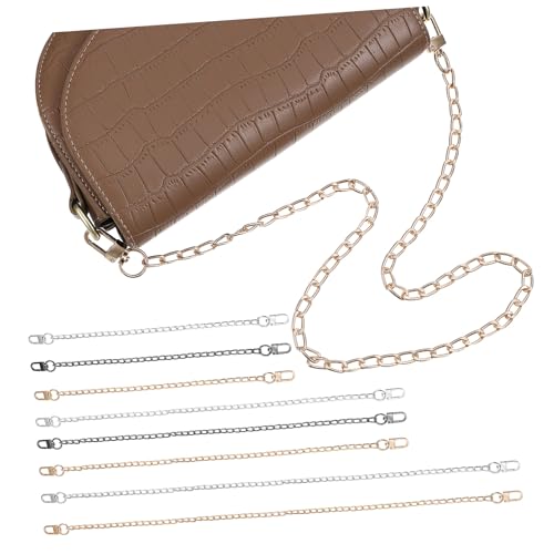 LIOOBO 8 Stück Metall DIY Flachketten in Gold Silber Schwarz Lange Taschenketten Verlängerung Schulterriemen Handtaschen Zubehör für Crossbody und Umhängetaschen von LIOOBO