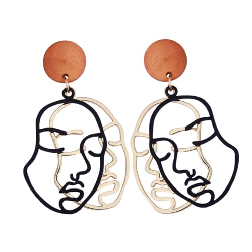 LIOOBO Abstrakte Gesicht Ohrringe Damen Ohrstecker Kreatives Design Schwarzer Ohrschmuck Modisches Accessoire Für Party Alltag von LIOOBO