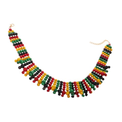LIOOBO Holzperlenkette Bunt Mehrschichtige Damen Halskette Mit Gewebtem Holzanhänger Ethnic Schmuck Für Partys Und Alltag von LIOOBO