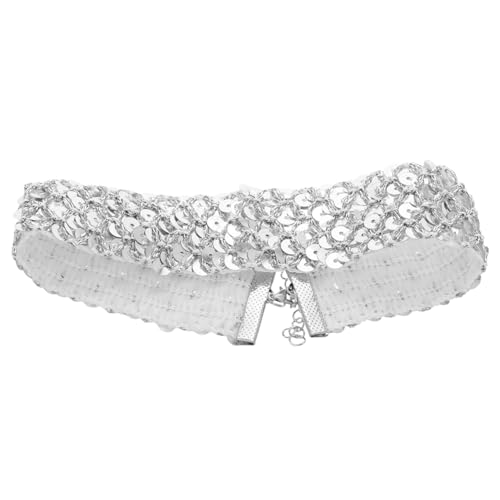 LIOOBO Bling Choker Halskette mit Strass für Frauen Funkelndes Modeaccessoire Verstellbar Weichem Material für Verschiedene Anlässe und Outfits Einzigartiges Design mit Pailletten von LIOOBO