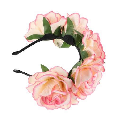 LIOOBO Blumenkranz Stirnband mit Realistischen Rosen Eleganter Haarschmuck für Hochzeit Festival und Partys Vielseitig Einsetzbar und Pflegeleicht und Langlebig von LIOOBO