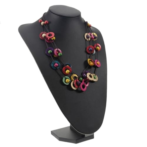 LIOOBO Bohemia Halskette Mehrschichtig Geometrisch Rund Bunte Handgefertigt Kokosnussschale Schmuck Damen Geschenk Geburtstag Muttertag Alltag Party Strand von LIOOBO