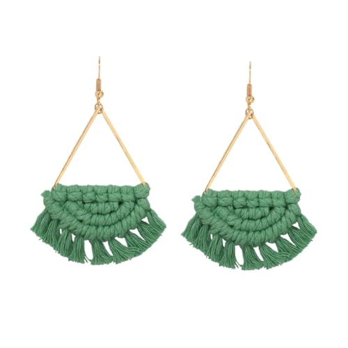 LIOOBO Boho Ohrringe Fan Form Geflochtene Hängende Ohrpendants Stilvolle Damen Schmuck für Urlaub Party Hochzeit und Alltag Grün von LIOOBO