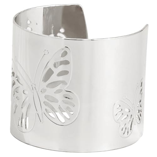 LIOOBO Breiter Damen Armreif mit Schmetterlingsmuster Offener Verstellbarer Eisendraht Armreif Zarte Weibliche Armband Deko für Hochzeit Geburtstag Valentinstag von LIOOBO