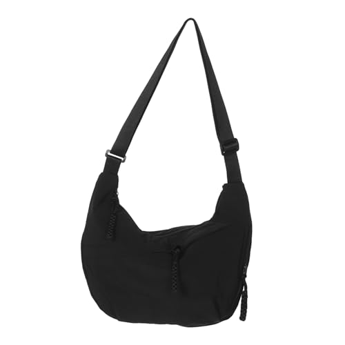 LIOOBO Canvas Schultertasche Damen Schwarz Trendige Underarm Umhängetasche mit Geräumigem Innenfach Modische Crossbody Bag für Alltag Arbeit und Freizeit von LIOOBO