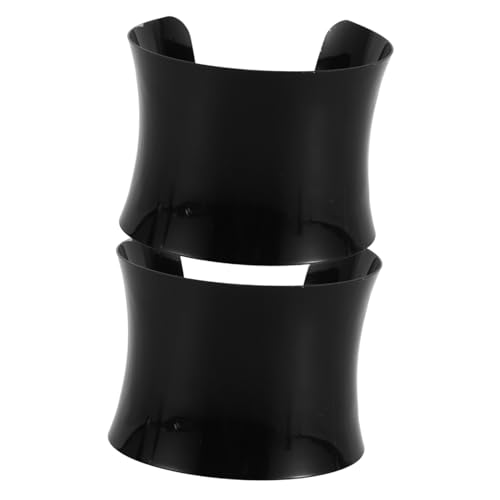 LIOOBO Chunky Metall Manschette Armband für Damen Offene Geometrische Punk Stil Streetwear Statement Schmuck Schwarz Glatte Oberfläche Robust und Modisch von LIOOBO