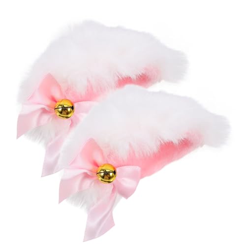LIOOBO Cosplay Katzenohren Haarspange mit Glöckchen Leichte Haarklammer aus Kunstfell Niedliches Party Kopfschmuck Damen für Halloween Kostüm und Karneval von LIOOBO
