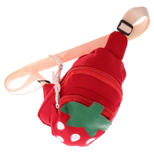LIOOBO Crossbody Tasche Mädchen Canvas Umhängetasche Erdbeer Design Verstellbarer Schultergurt Robuste Kleine Tasche für Schule Freizeit Reise von LIOOBO