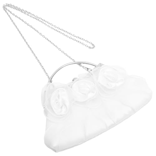 LIOOBO Damen Abendtasche mit Rosenblüten Dekor Abnehmbare Kette Vielseitige Handtasche für Hochzeit Party und Festliche Anlässe Kleine Stilvolle Clutch für Frauen von LIOOBO
