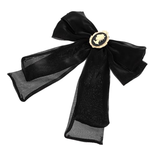 LIOOBO Damen Brosche Vintage Barock Großer Schwarzer Schleifen Anstecker Vielseitig Tragbar für Blusen Hemden Festliche Outfits Sichere Pin Mechanik Langlebig und Wiederverwendbar von LIOOBO