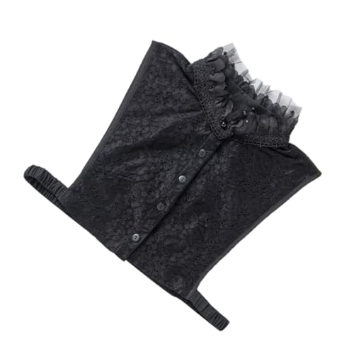 LIOOBO Damen Fake Collar Rüschenkragen Holzohren design Abnehmbar Halbshirt Einsatz Schwarz Elegant für Bluse Pullover und Hemd von LIOOBO