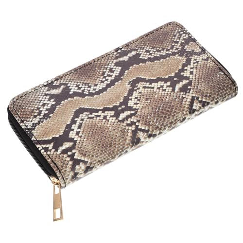 LIOOBO Damen Geldbörse Schlangenleder Optik PU Clutch Portemonnaie mit Reißverschluss Kleine Handytasche Kartenfächer für Alltag und Party von LIOOBO