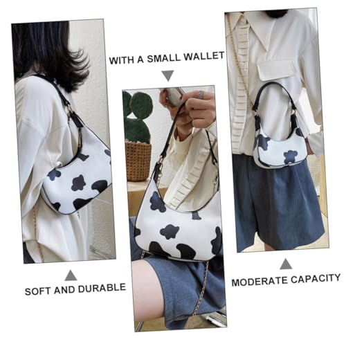 LIOOBO Damen Umhängetasche PU Cow Print Schultertasche Vintage Moon Bag Groß Crossbody Zipper Aufbewahrungstasche Vielseitig als Handtasche oder Unterarmtasche Geeignet von LIOOBO