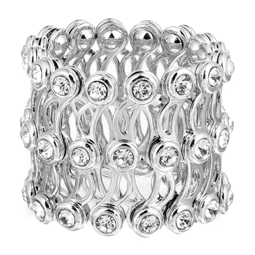LIOOBO Dehnbarer Ring und Armband Damen Schmuck aus Silber mit Funkelnden Strasssteinen Verstellbarer Flexibler Armreif für und Modische Handgelenke LIOOBO Dehnbarer Ring und Armband Damen Schmuck aus Silber mit Funkelnden Strasssteinen Verstellbarer Flexibler Armreif für und Modische Handgelenke von LIOOBO