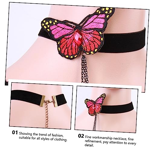 LIOOBO Delikate Schmetterling Halskette Choker Damen Kurz Mode Hals Accessoire Rot Elegant für Party Alltag von LIOOBO